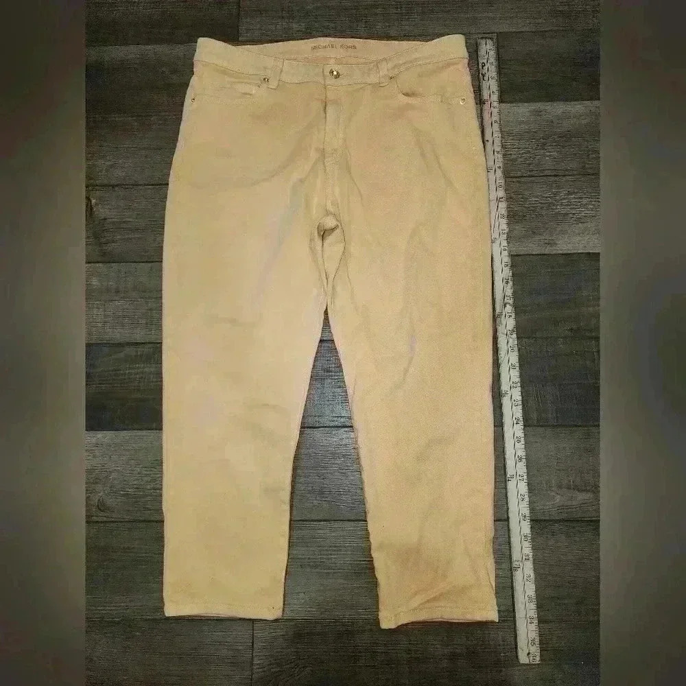Michael Kors Izzy Cropped Skinny Womens Denim Jeans 14 Mid Rise Peach Orange